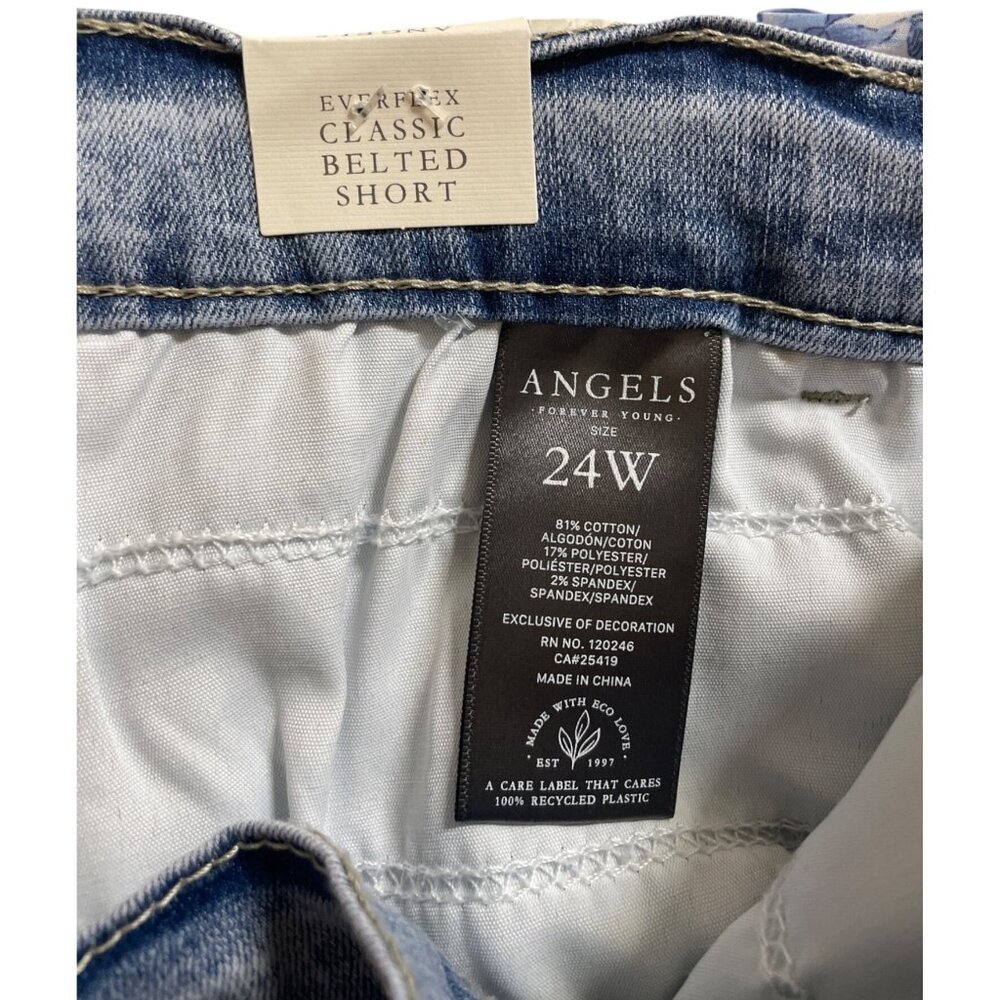 Angels Forever Young Everflex Classic Belted Denim Jean Shorts Womens Size 24W - Picture 11 of 13